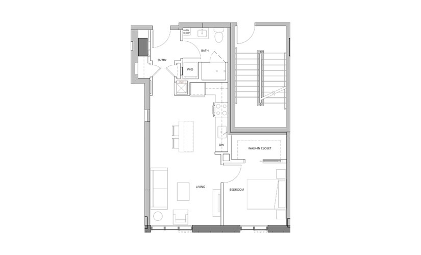 P02 1 Bedroom 1 Bath Floorplan