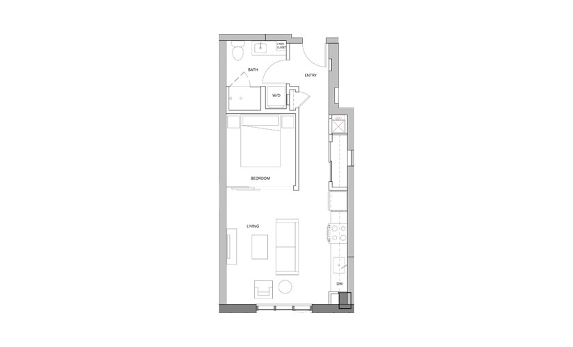 P03 Open Studio 1 Bath Floorplan