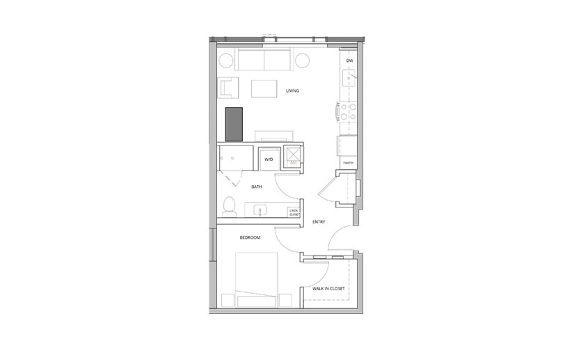 P05 1 Bedroom 1 Bath Floorplan