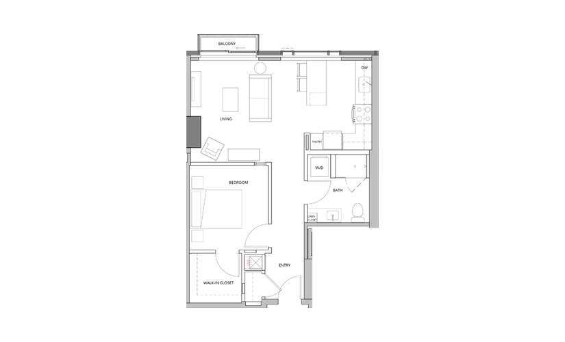 P06 1 Bedroom 1 Bath Floorplan