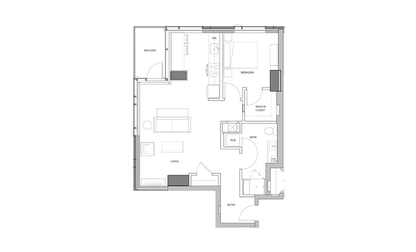 P08 1 1 Bedroom 1 Bath Floorplan