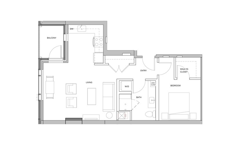 P09 1 Bedroom 1 Bath Floorplan