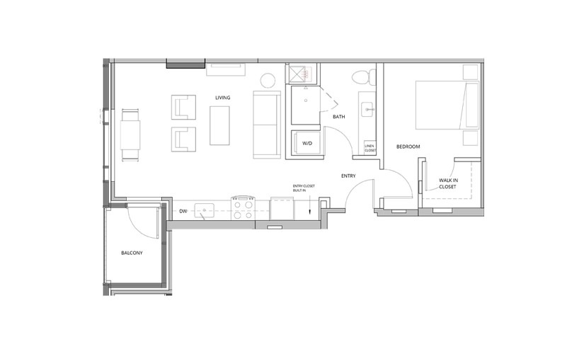 P10 1 Bedroom 1 Bath Floorplan