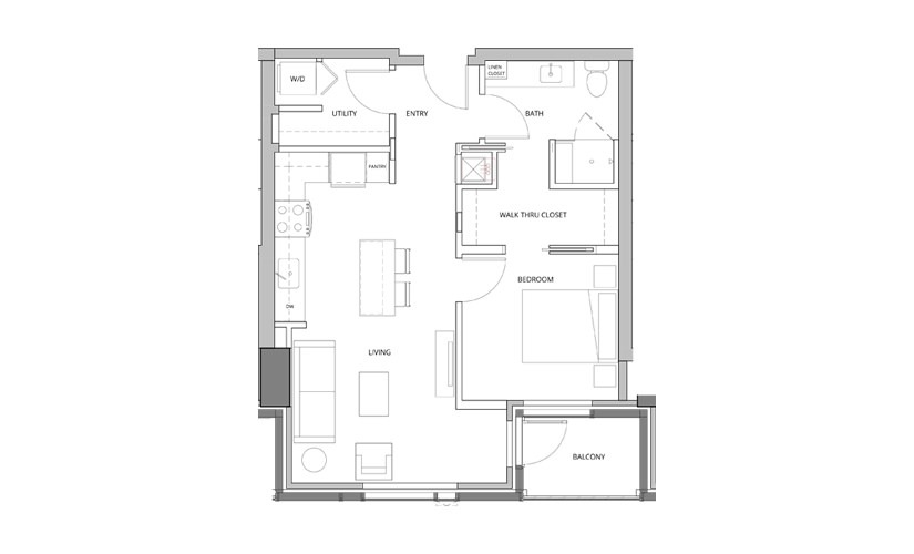 P13 1 Bedroom 1 Bath Floorplan
