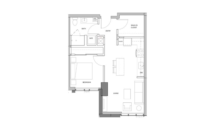 P15 1 Bedroom 1 Bath Floorplan