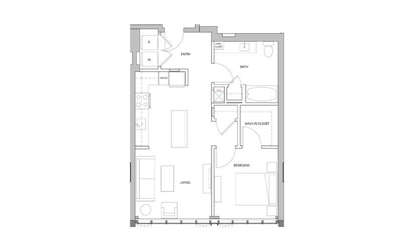 P17 1 Bedroom 1 Bath Floorplan