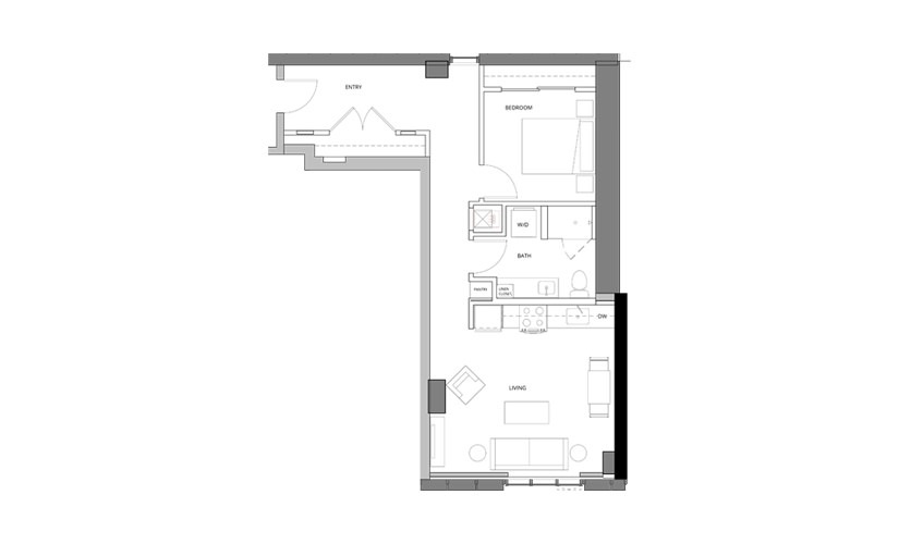 P18 1 Bedroom 1 Bath Floorplan