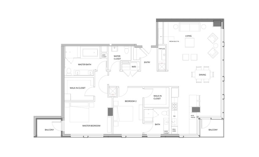 PH04 2 Bedroom 2.5 Bath Floorplan