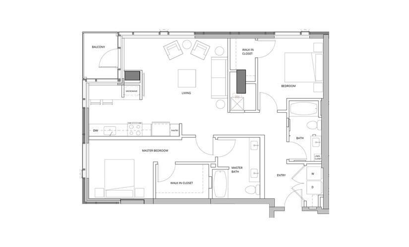T03A 2 Bedroom 2 Bath Floorplan