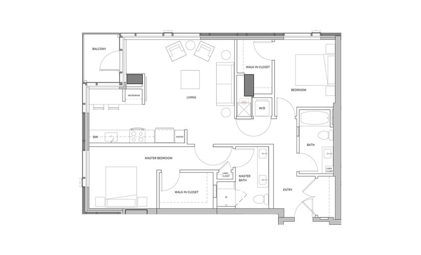 T03 2 2 Bedroom 2 Bath Floorplan