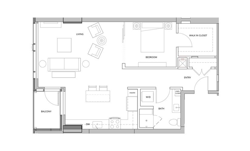 T05 Open Studio 1 Bath Floorplan