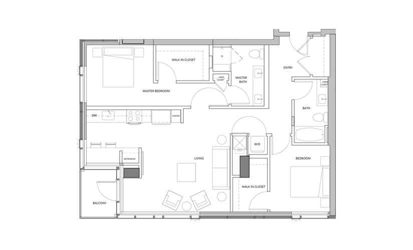 T06 2 Bedroom 2 Bath Floorplan